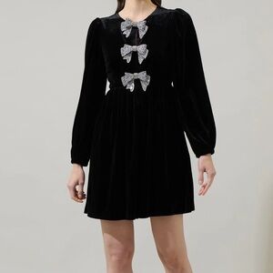 Sugarlips Black Dress with Embellished Bow